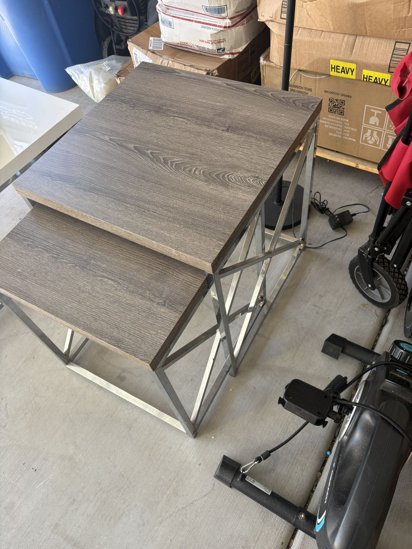  End Tables Grey Wood And Silver