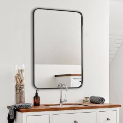 2 - Clavie Metal Framed Wall Bathroom Vanity Mirror Decorative Mirror In Sand Black