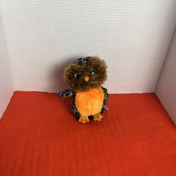 Vintage  BNWT Beanie Boo Grey black & orange Owl Plush