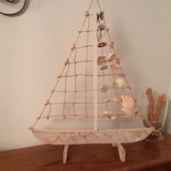 Sailboat with shells, rope & wood