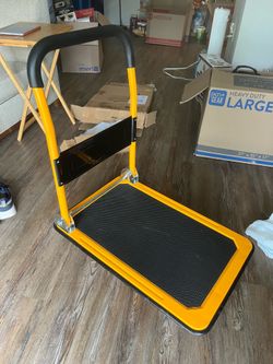Heavy-Duty Foldable Platform Push Cart Dolly (Yellow & Black)