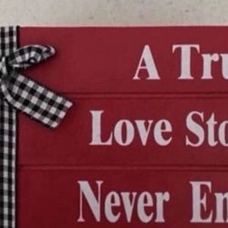 VALENTINES DECOR STACKED BOOKS 