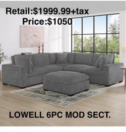 Lowell 6-Piece Modular Sectional Sofa with Ottoman