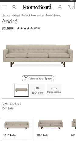 Room & Board André 101” Sofa – Like New!
