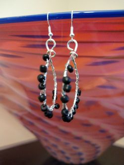 Hoop Black Crystal Dangle Earring