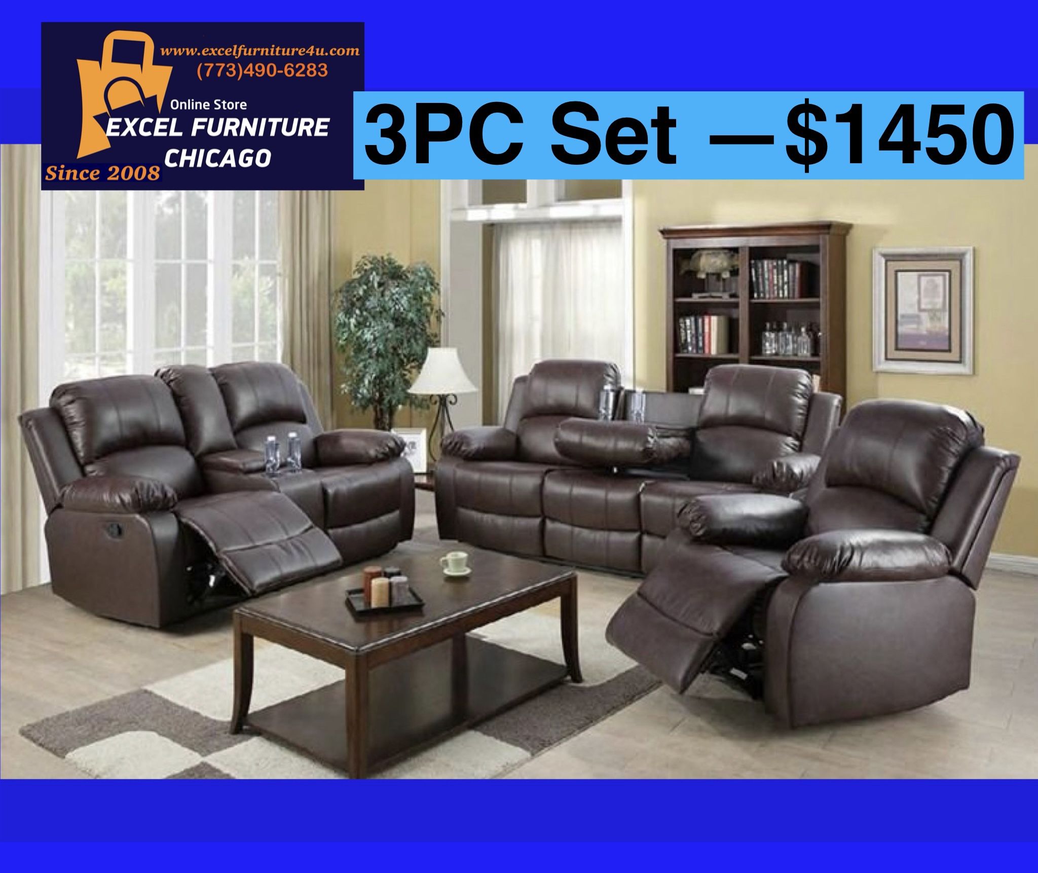 💥FREE DELIVERY💥Brand New 3PC Reclining Sofa Loveseat Chair Set