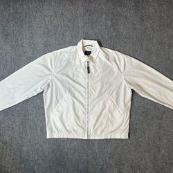 MEN'S WHITE LACOSTE BOMBER ZIP UP JACKET SIZE L MADE IN FRANCE 
