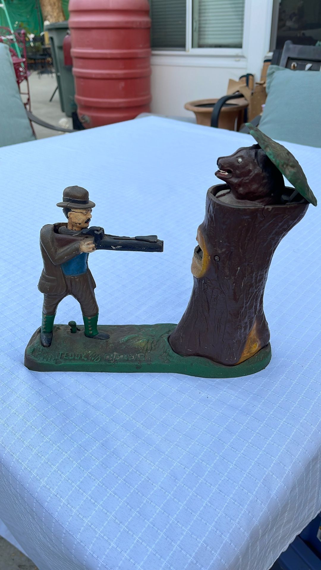 Teddy And The Bear Vintage Mechanical Bank
