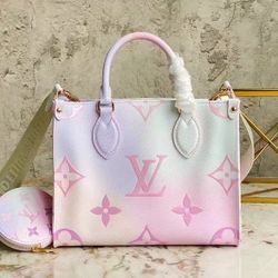 LOUIS VUITTON Onthego PM Monogram Giant Canvas Tote Bag Sunrise Pastel