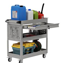 Tier Rolling Tool Cart on Wheels, Heavy-Duty Utility Cart Service Cart with Locked Drawers