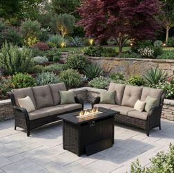 Brand new in the box patio furniture set with fire pit propane outdoor patio furniture 🆕✅☑️