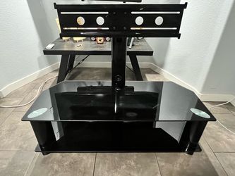 Black Tempered Glasstt tyTV Stand with Mount for TVs Up to 50 Inches – $30 OBO