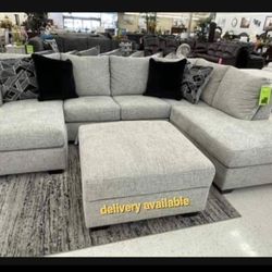 2 Piece Modern Comfy Storm U Shaped Sectional With LAF Chaise🤩 $39 Down Payment ✅Showroom Available 🏠