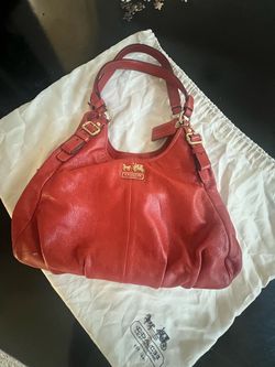 Coach Red Leather Hobo Handbag