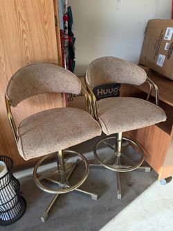 Vintage Bar Stools with Gold Frames – Set of 2