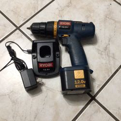 RYOBI 12V. DRILL WITH BATTERY AND CHARGER 