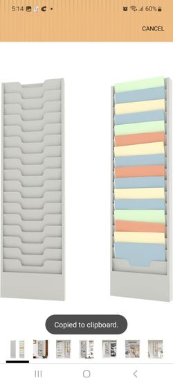 OSKIE Wall-Mount File Organizer, 16 Pockets Document Holder, Metal Construction, Gray White Powder-Coated, 14x3x46H inches