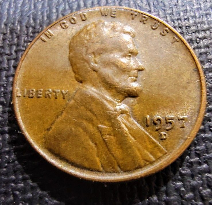 1957-D Lincoln Wheat Penny Very Good Circulated Condition