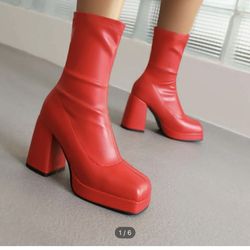 Red Platform Heels
