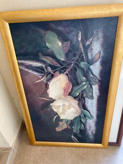 Large Framed Magnolia Print – The Bombay Company – Gold Frame – Item (contact info removed)