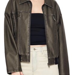 Forever 21 Faux Leather Zip Up Moto Jacket 