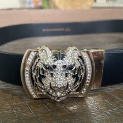 Barabas Men’s Rhinestone Black Gold Silver belt Size 50 