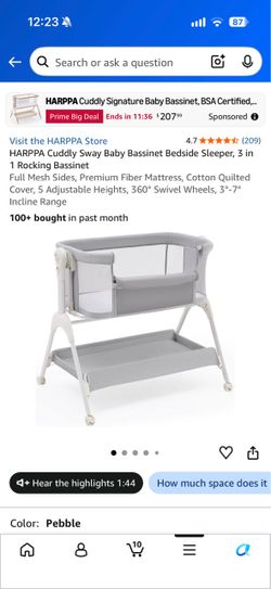 HARPPA Cuddly Sway Baby Bassinet Bedside Sleeper