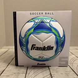 Franklin Sports 2025 Boys' Size 5 Competition Soccerball - White/ Blue/Green: Butyl Bladder