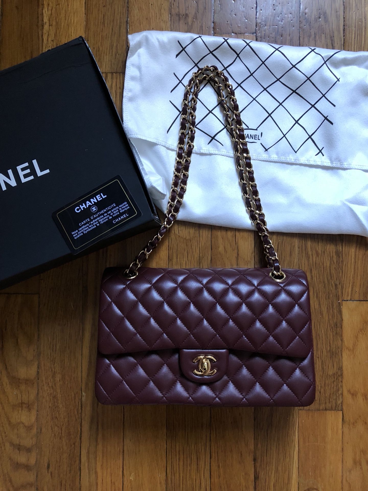 Chanel burgundy flap bag