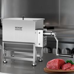 Manual Meat Mixer, 20L Fixed Tank – Heavy Duty Stainless Steel Hand Mixer for Ground Beef & Sausage, Max 30lb Mixing Meat Capacity, with Gear Box and 