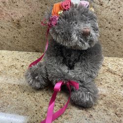 Plush Teddy Bear with Floral Headband