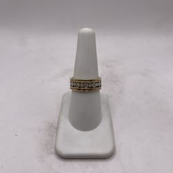 18kt Dual-Tone Gold Engagement Style Band w/ Dia Chips