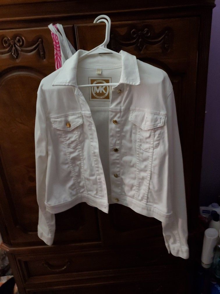 michael kors white denim jacket 