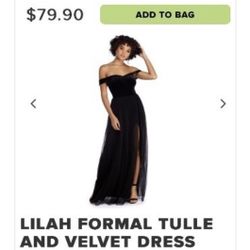 Windsor Lilah Black Goth Formal Tulle and Velvet Off the Shoulder Dress