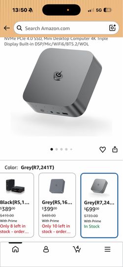 Beelink SER9 Pro Mini PC, AMD Ryzen 7 H 255(up to 4.9GHz) 8C/16T, Mini Computer 24GB LPDDR5X RAM 1TB NVMe PCIe 4.0 SSD, Mini Desktop Computer 4K Tripl