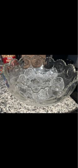 Large Clear Glass Punch Bowl
