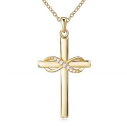 Cross Faith Pendant Infinity Necklace 14K White Gold