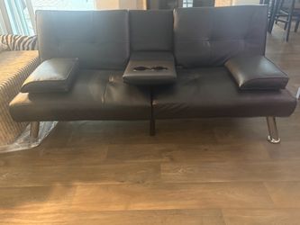 Black Vinyl Sofa bed Futon hardly used