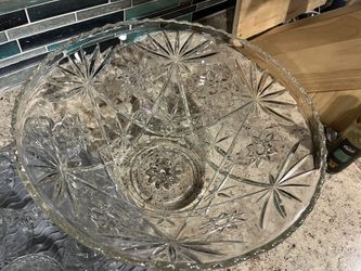 Star Of David Glass Punch Bowl And 24 Cups