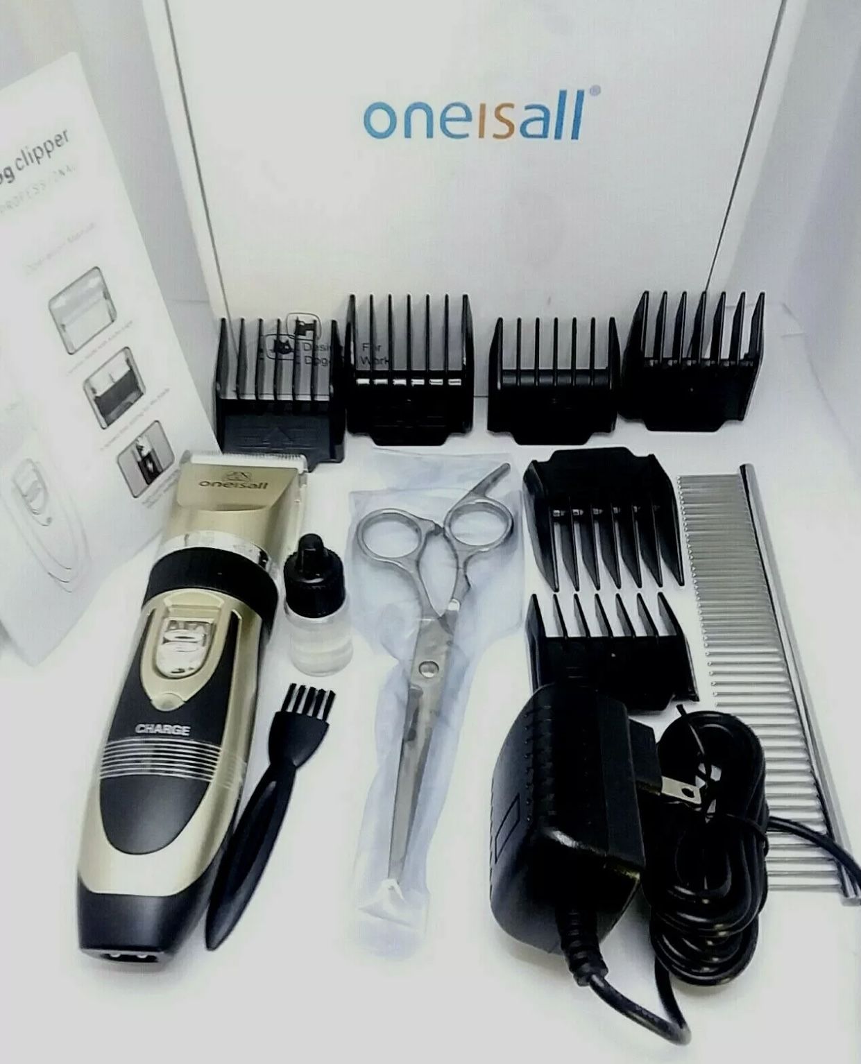 Oneisall Professional Pet Electric Clipper with Accessories Rechargeable Cordles