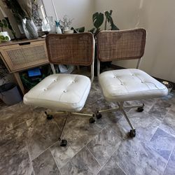 2 Vintage Rattan Dining Chairs
