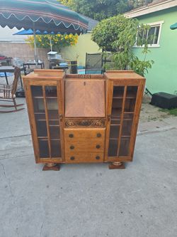 Antique Art Deco Secretary Desk Cabinet