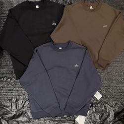 Alo Relaxed Fit Crewnecks And Uncuffed Sweats Black Brown Blue
