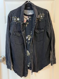 Size S/M Dark Gray Floral Grunge Set