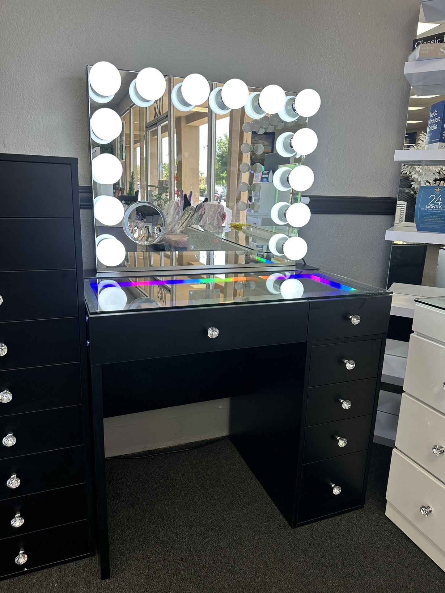 Black Vanity Set W/ Bluetooth