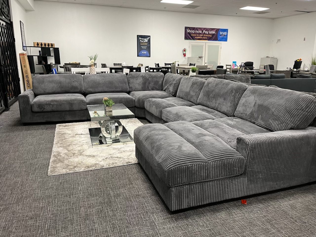 Huge Gray Sofa Sectional Set W/ Chaise / $10 Easy Down Payment Options