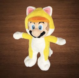 SUPER MÁRIO 3D WORLD.MARIO YELLOW CAT SUIT PLUSH TOY. 9” 