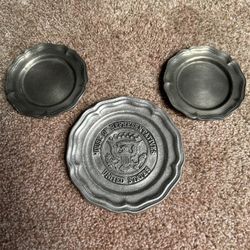 Vintage Pewter Plates 