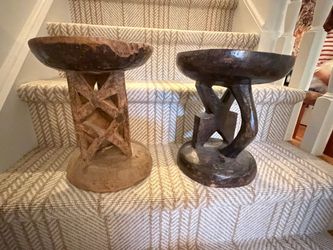 Pair of Carved Wooden Stools