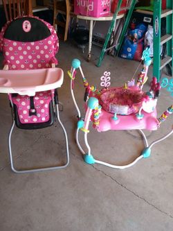 Baby Minie Mouse High Chair & Baby Jumper